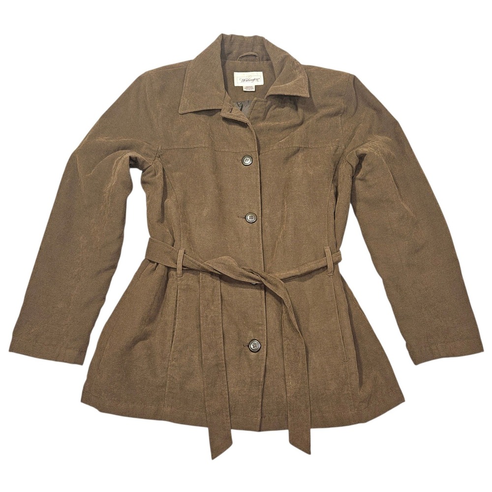 Worthington VTG Y2K Faux Suede Belted Field Jacket Brown Sz M